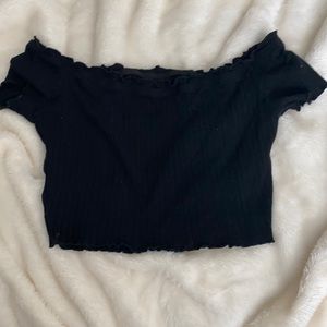 off the shoulder cropped black top